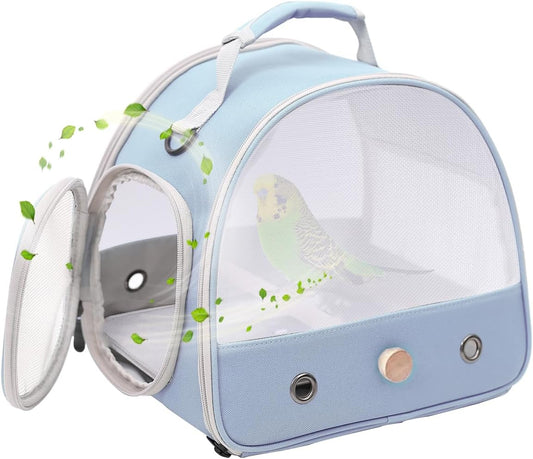 Bird Carrier, Portable Small Bird Parrot Parakeet Carrier with Standing Perch and Soft Mat, Side Access Window Collapsible