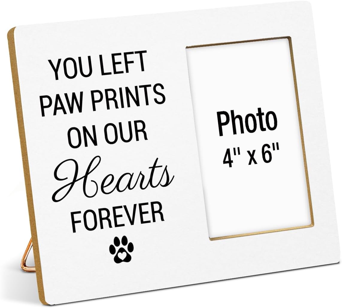 Pet Memorial Gift Picture Frame, Dog Memorial Gifts for Loss of Dog, Sympathy Gifts for Dogs, Cat Pet Bereavement Remembrance Gift Wood Photo Frames, 4 x 6 Inch Photo