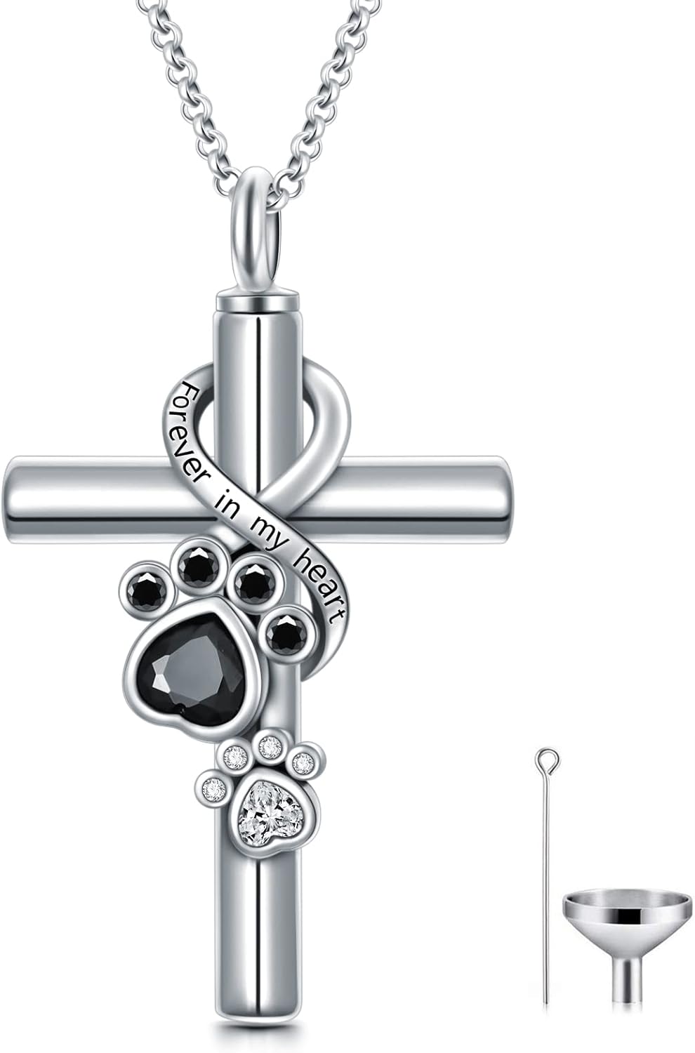 Cross Urn Necklace for Ashes 925 Sterling Silver Cremation Jewelry with Funnel Filler Kit Ashes Necklace for Human Women Girl Pets