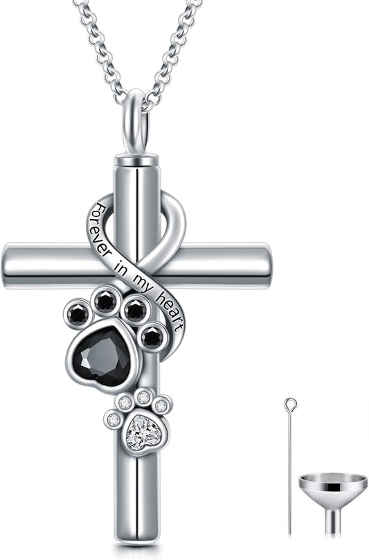 Cross Urn Necklace for Ashes 925 Sterling Silver Cremation Jewelry with Funnel Filler Kit Ashes Necklace for Human Women Girl Pets