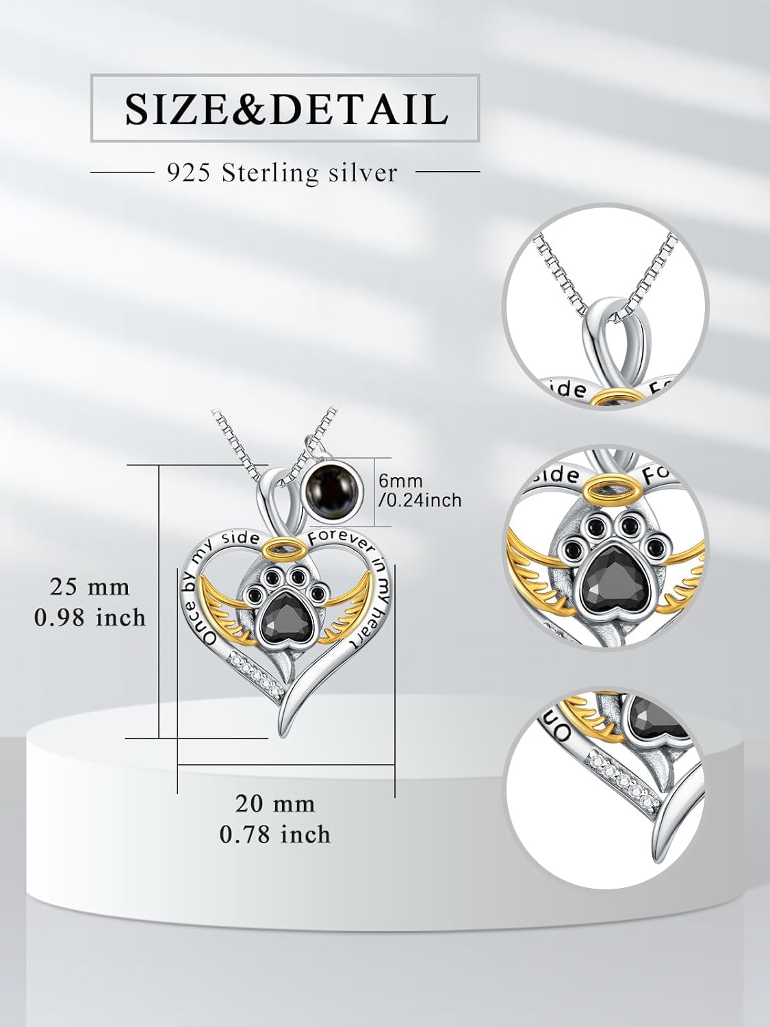 Sterling Silver Pet Urn Necklace for Ashes - Memorial Keepsake for Dog, Cat Pet