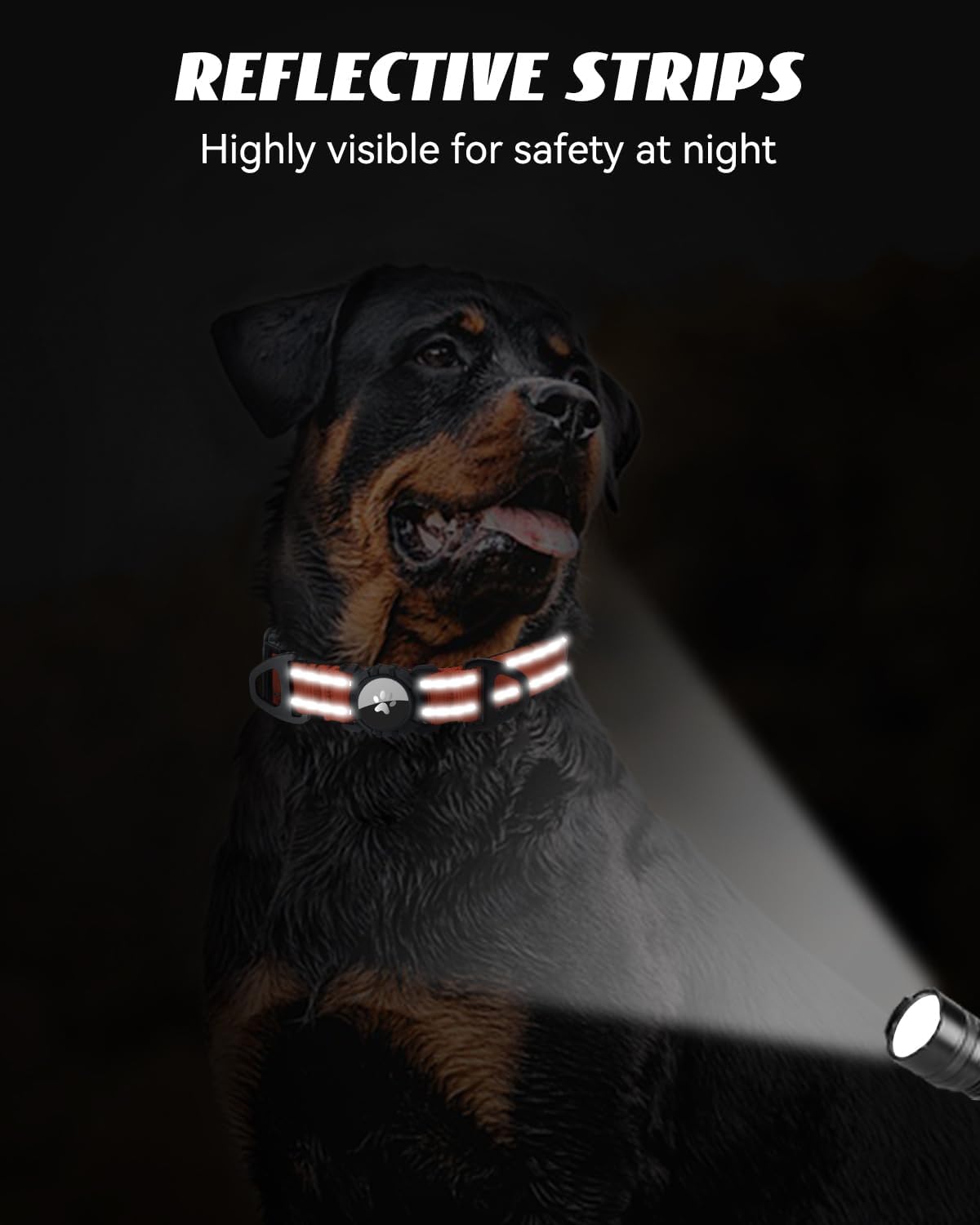 Joytale Airtag Dog Collar, Reflective Pet Collar with Waterproof AirTag Holder, Dual D-Rings, Soft Padded Adjustable for Small Dogs, Orange, S