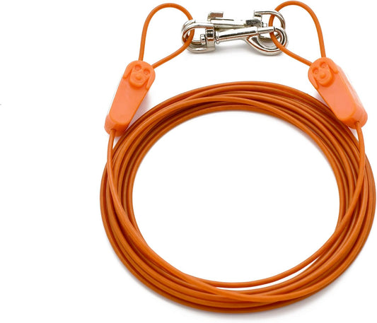 IntelliLeash 40FT Tie-Out Cables for Dogs - Strong, Safe, and Durable Dog Tie-Outs for Small Dogs up to 10 Pounds - Weather and Wear Resistant Galvanized Aircraft Cable for Outside Use