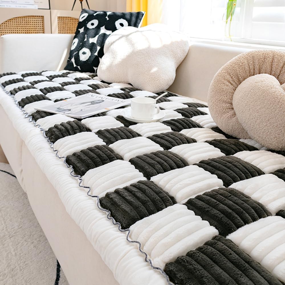 Couch Cover for Dogs Washable, Sofa Cover Protector, Couch Covers for 3 Cushion Couch Sofa Pet Friendly, Soft, Non Slip (27.6 x 82.7 Inch, Black)