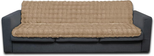 Dogs/Cats Bed Mats, Dog Pad Washable Removable Couch Cover with Anti-Slip Back, Plush Long Fur Mat, Perfect for Small, Medium and Large Dogs.(Light Brown-Bubble, 52"x82")