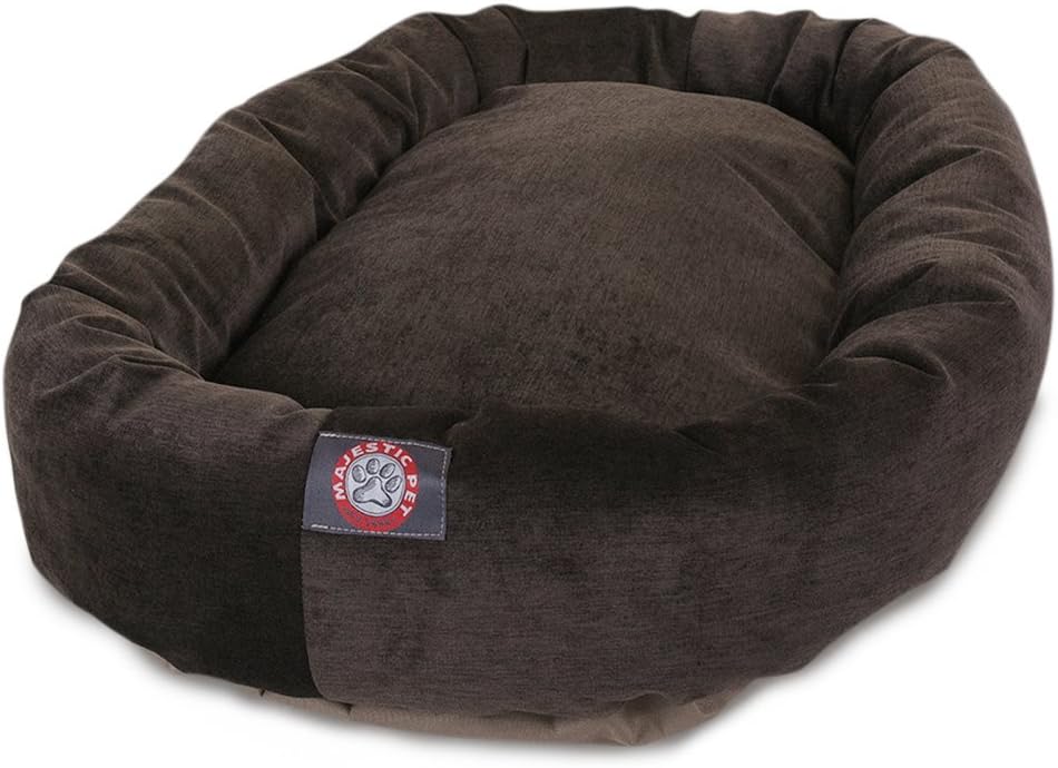 Majestic Pet Storm 24" Micro Velvet Dog Bed, Soft Round Pet Bed with Spine Support, Water Resistant, Machine Washable, 24x19x7 (inch) - Small