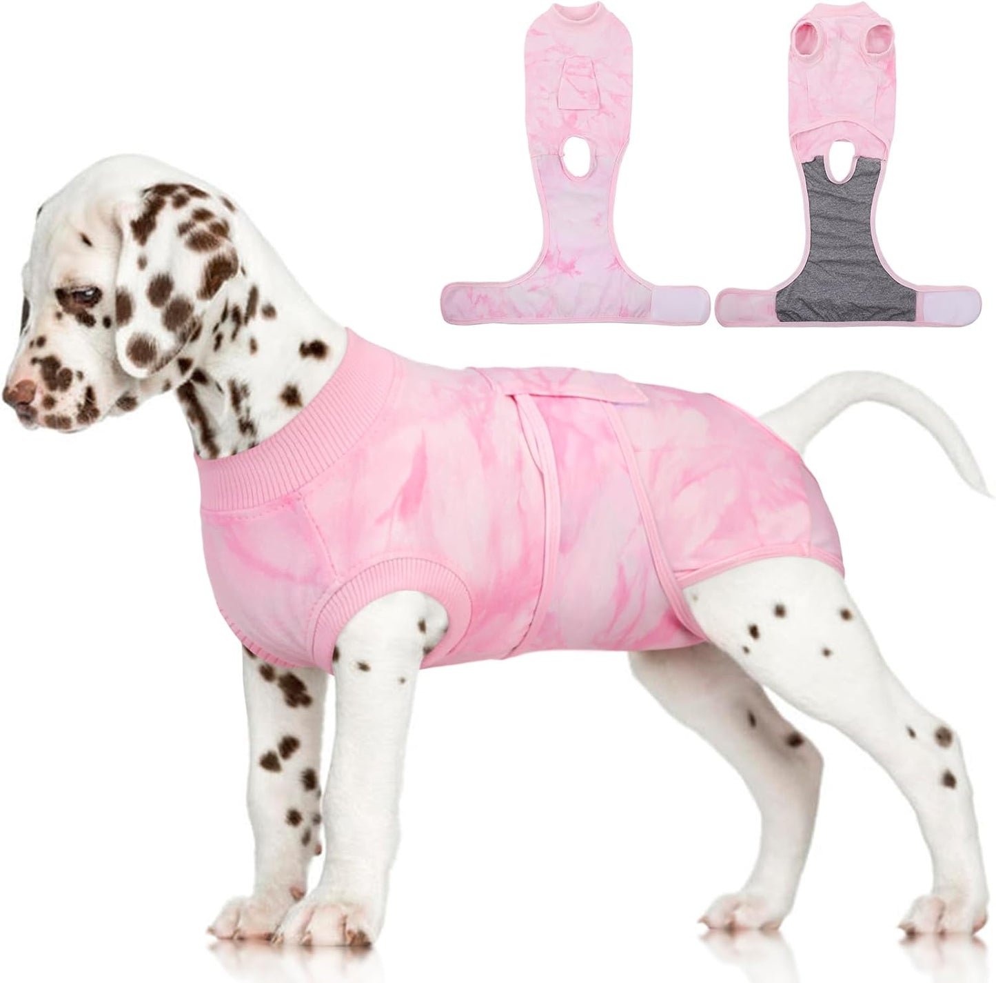 FUAMEY Recovery Suit for Dogs After Surgery,Soft Breathable Dog Bodysuit E-Collar & Cone Alternative Surgical Suit,Male Female Dog Neuter Spay Suits Anti Licking Wounds Onesie Pink Tie Dye XS