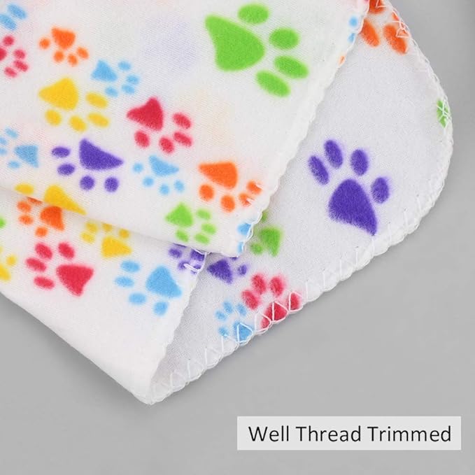 Comsmart Dog Blankets for Small Dogs, 6 Pack Puppy Blanket Cute Paw Print Pet Blanket for Dog, Puppy, Cat, Kitten, 39x31 inches, White