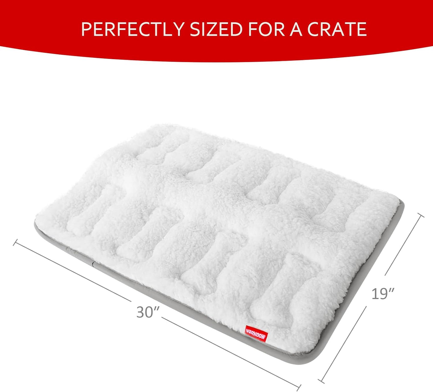 Dog Bed Crate Mat(30" X 19"), Soft Plush Dog Bed Pad Machine Washable Crate Pad, Sleeping Mat with Anti Slip Bottom