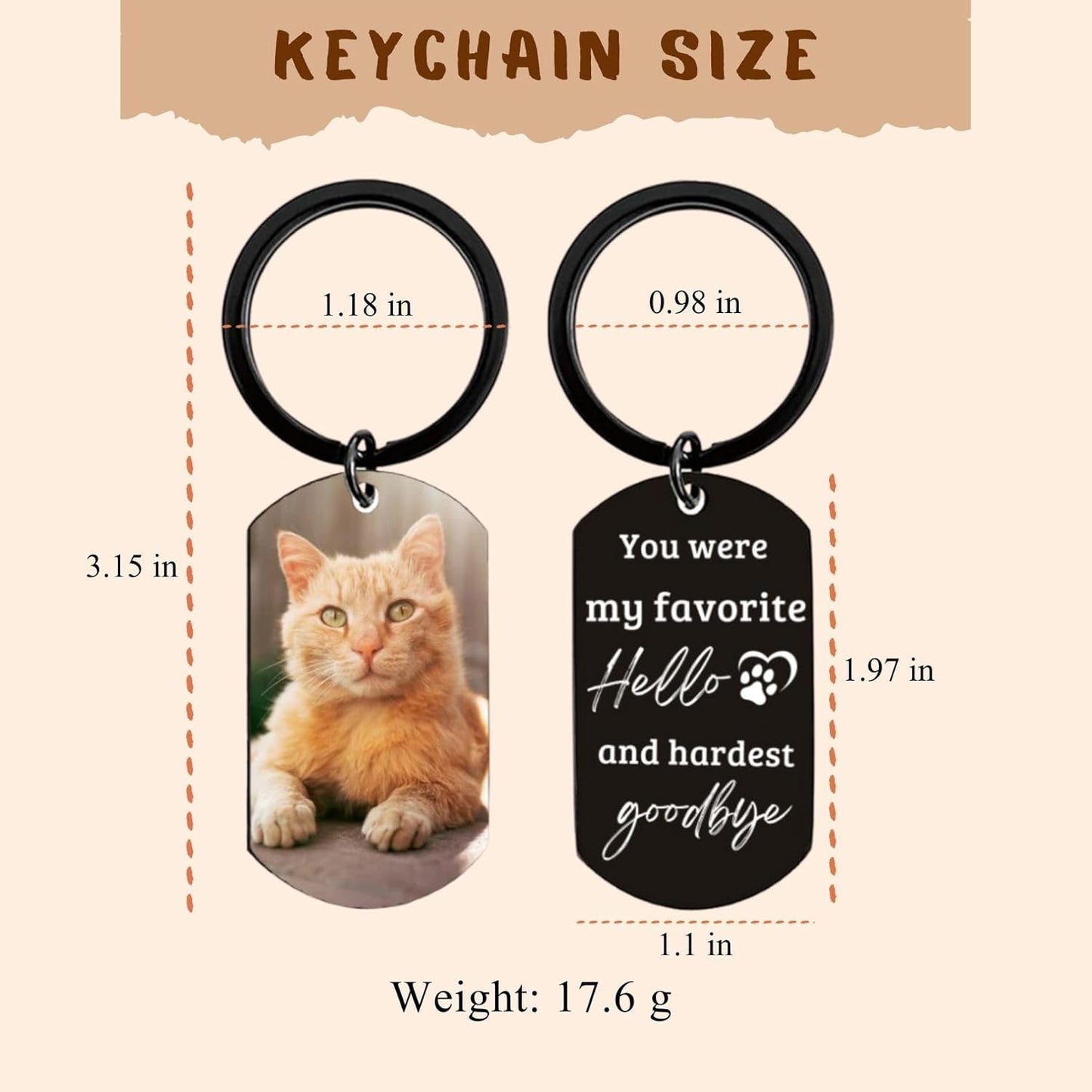 Cat Loss Sympathy Gift Personalized Custom Pet Picture Keychain Cats Photo Key Chain Custom Cat Memorial Gifts