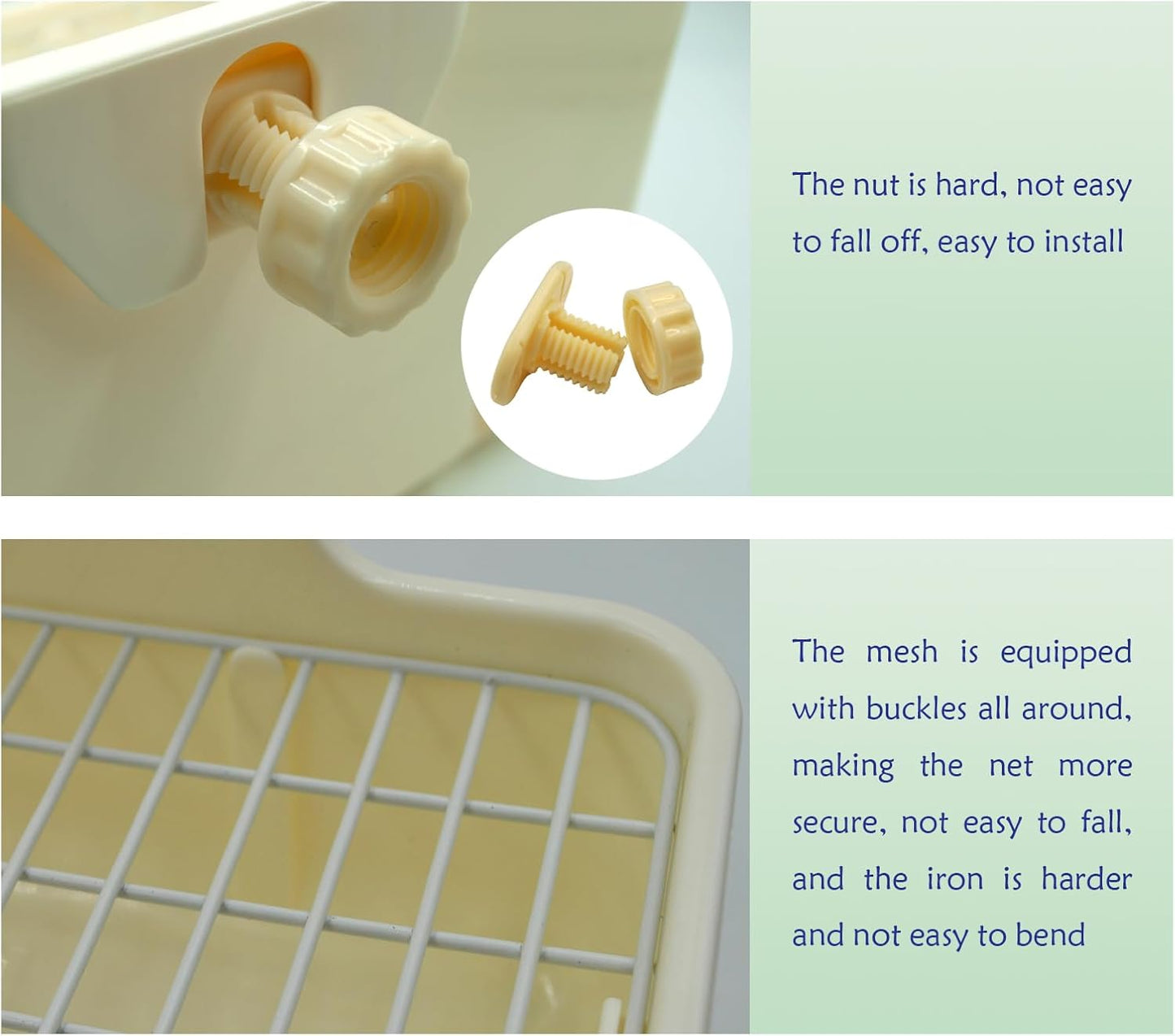 Rabbit Litter Box Toilet,Bunny Plastic Square Cage Toilet with Grate Rabbits Corner Litter Bedding Small Animal Pet Bunny Box Potty Trainer Pet Pan for Guinea Pig,Ferret,Chinchilla(White)