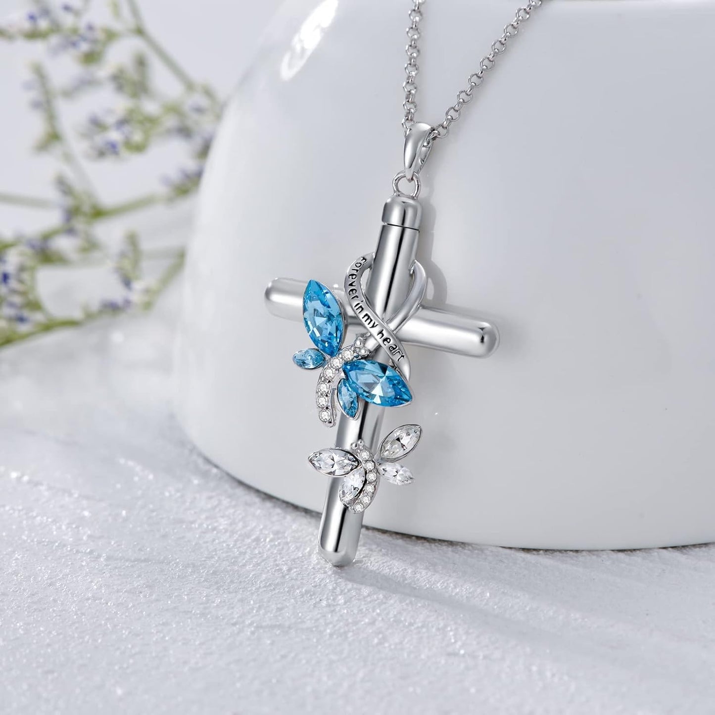 Cross Urn Necklace for Ashes 925 Sterling Silver Cremation Jewelry with Funnel Filler Kit Ashes Necklace for Human Women Girl Pets
