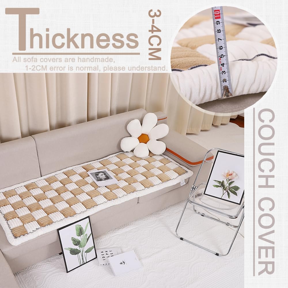 Couch Cover for Dogs Washable, Sofa Cover Protector, Couch Covers for 3 Cushion Couch Sofa Pet Friendly, Soft, Non Slip (27.6 x 59 Inch, Light Brown)