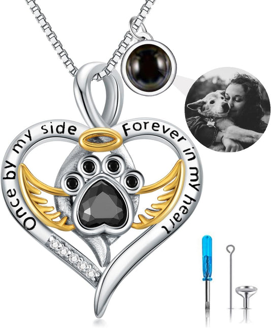 Sterling Silver Pet Urn Necklace for Ashes - Memorial Keepsake for Dog, Cat Pet
