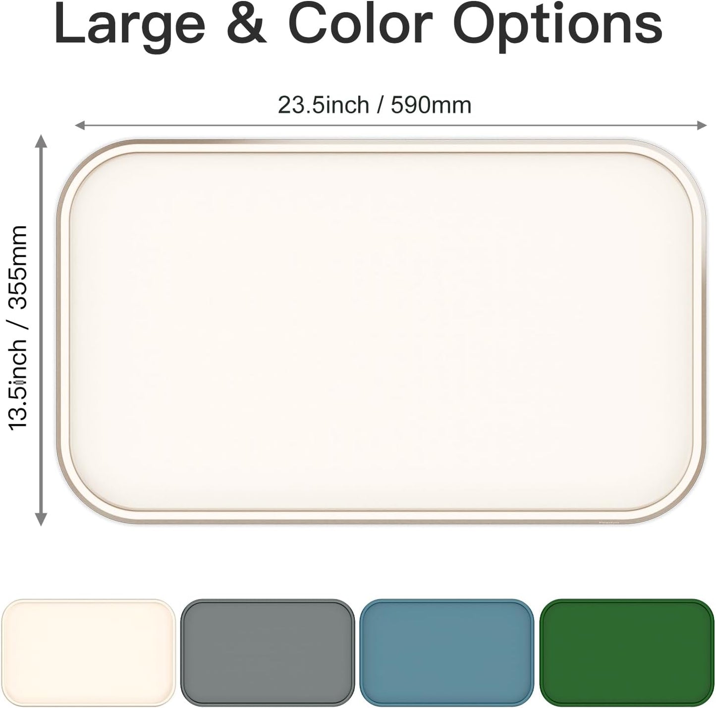 Pet Feeding Mat [Warped Resistant Raised Edge], Water-Proof Silicone Placement for Food Water Bowls, Anti-Slip Base Protect Floor, BPA-Free&Dishwasher-Safe [23.5x13.5inch Large, White Sand]