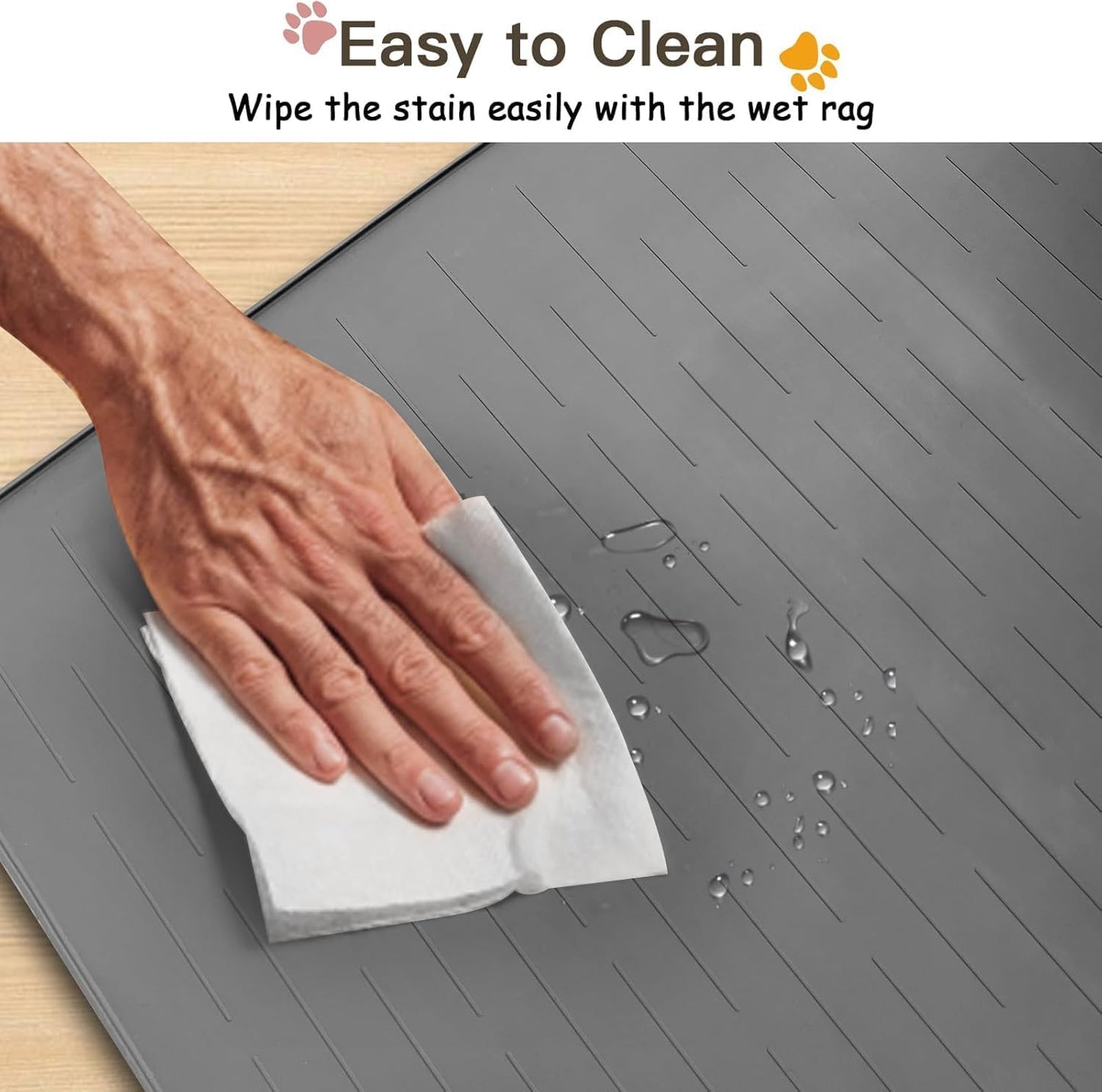 Largest Dog Food Mat, 39.5"x29.5" Silicone Dog and Cat Mat for Food and Water Bowls, Thinken Waterproof Non-Slip XXXL Pet Feeding Mat for Floors (Dark Brown)