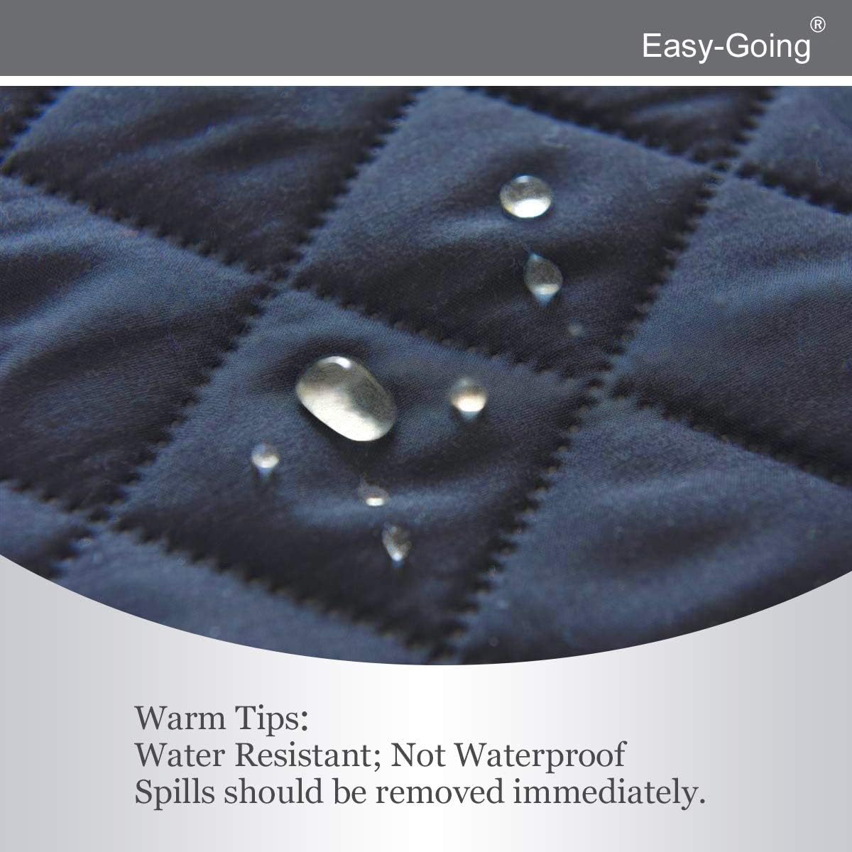 Easy-Going Reversible Loveseat Couch Cover for 2 Cushion Couch Sofa Cover for Dogs Water Resistant Furniture Protector with Foam Sticks Elastic Straps for Pet (Loveseat, Dark Blue/Light Blue)