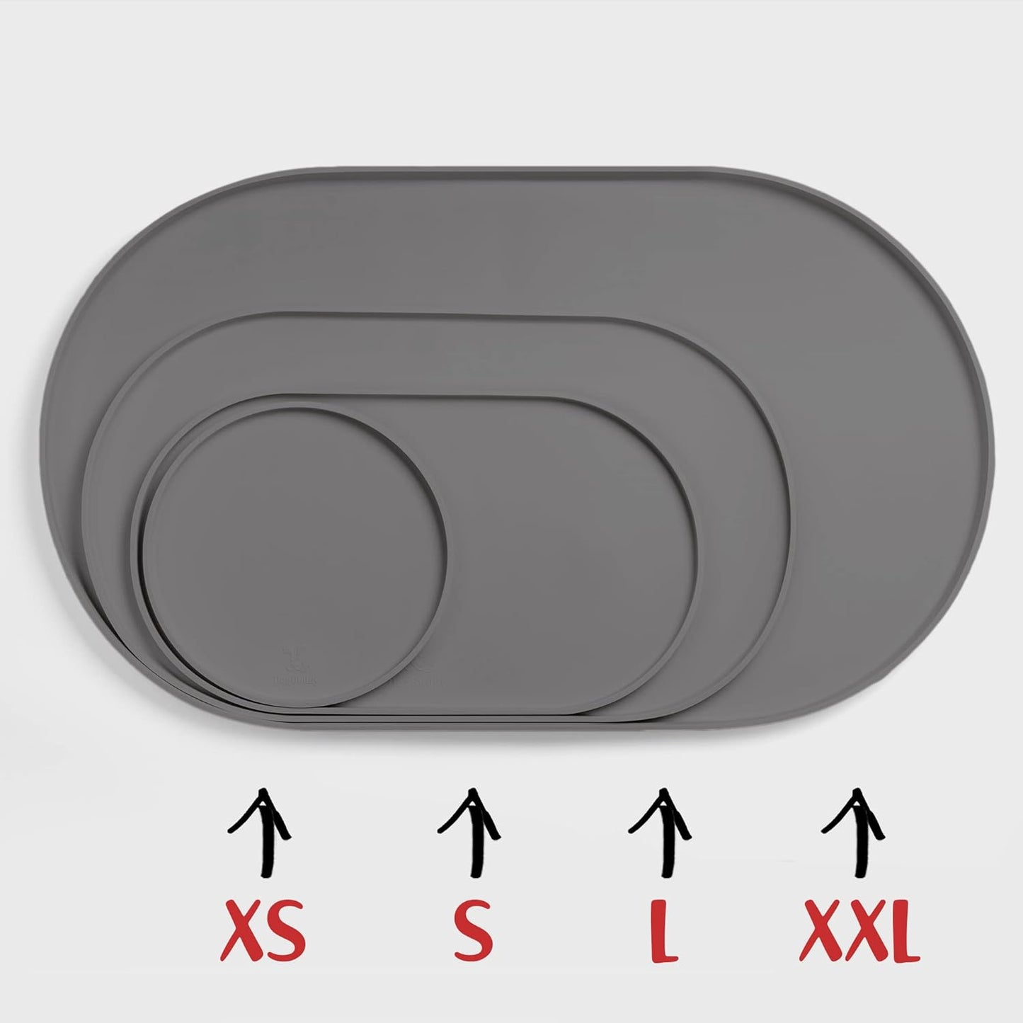 DogBuddy Dog Food Mat - Waterproof Dog Bowl Mat, Silicone Pet Mat for Food and Water Bowls, Nonslip Pet Feeding Mat with Edges, Dogs Food Mats for Floors, Puppy Supplies (XS, Gray)