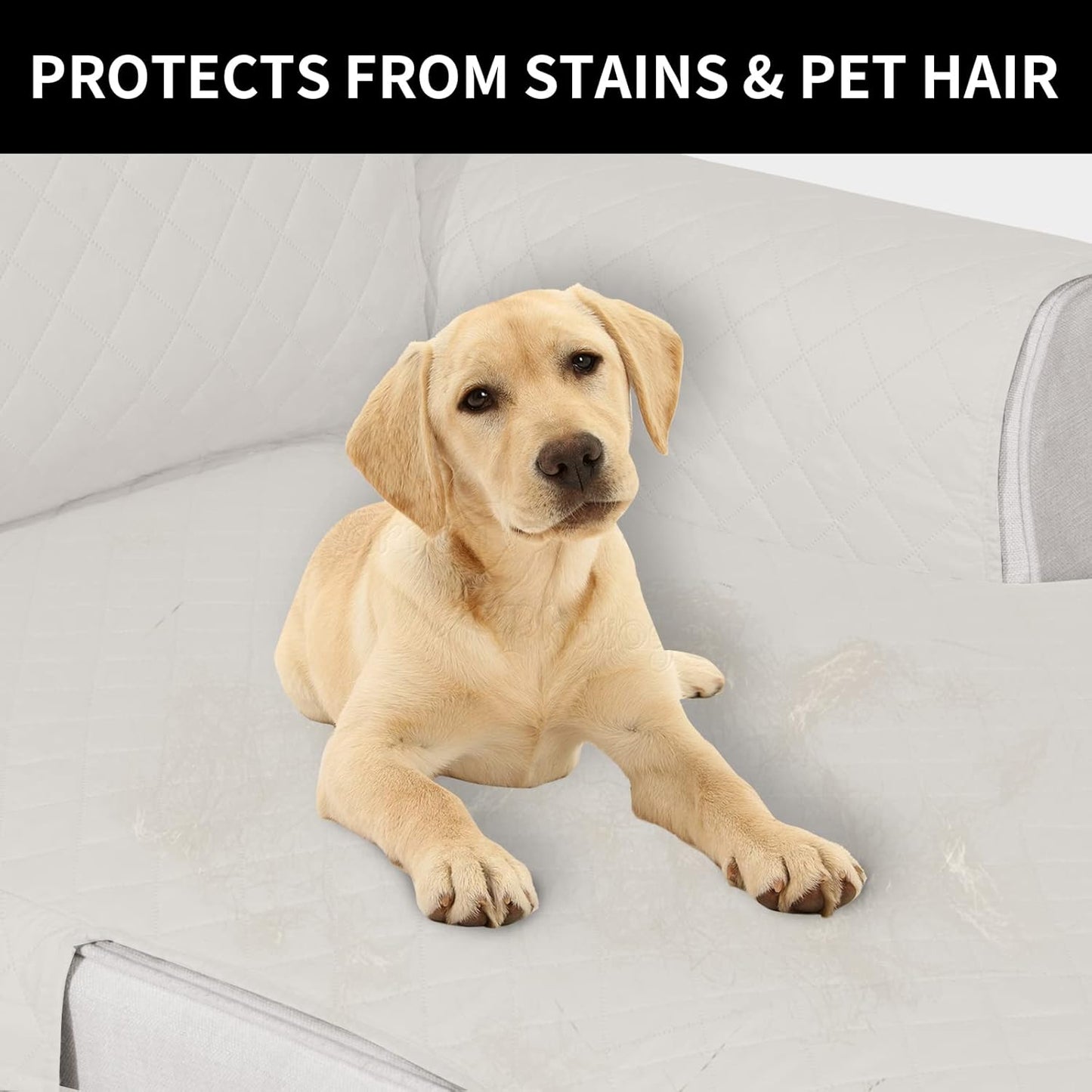 Easy-Going Reversible Chaise Lounge Couch Cover Water Resistant Sofa Cover Sectional L Shaped Sofa Slipcover with Adjustable Straps Furniture Protector for Dogs (115X34 in, Ivory/Ivory)