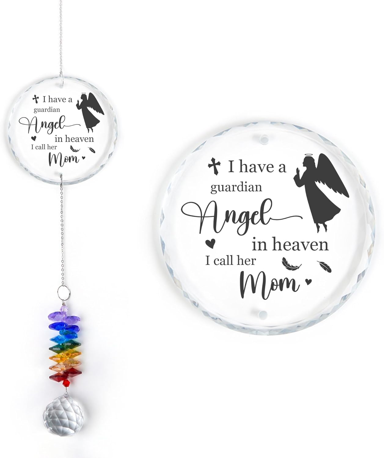 Memorial Suncatcher - Mom Sympathy Mother Loss Sympathy Gift - Rainbow Crystal Prism - Bereavement Keepsake - Mother Tribute Gift - Daily Remembrance