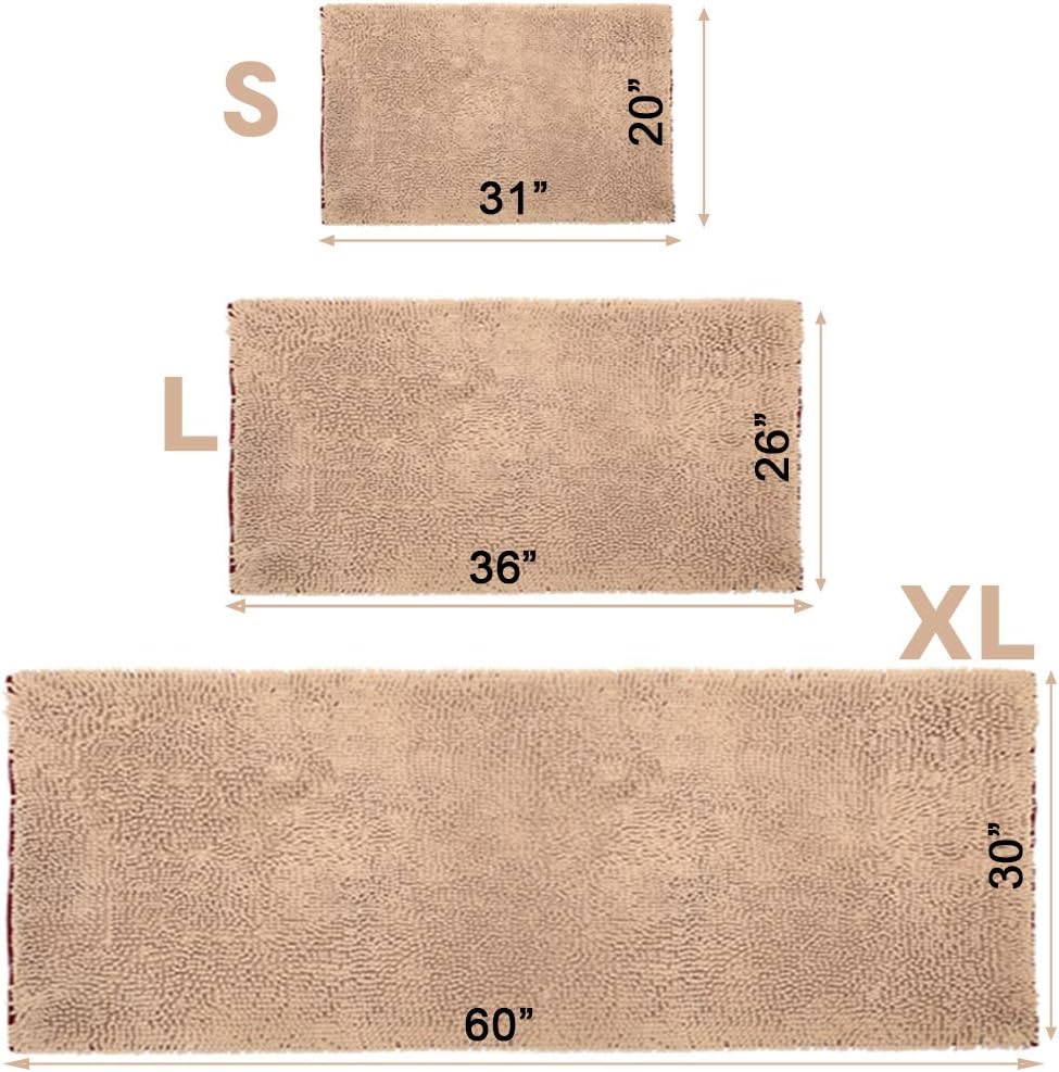 NJSBYL Pet Rugs Mats for Dog Cat Bathroom Door Rugs 26" x 36" Khaki Doormat Shaggy Chenille Pet Area Rugs Ultra Soft Water Absorbent Machine Washable Dry Area Rugs for Bathroom