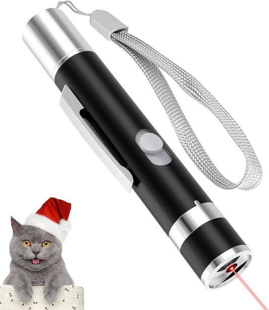 Cat Toy Pointer, USB Rechargeable with 7 Adjustable Patterns, Interactive Chase Toys for Indoor Cats & Dogs, Training & Exercise Fun (Black)