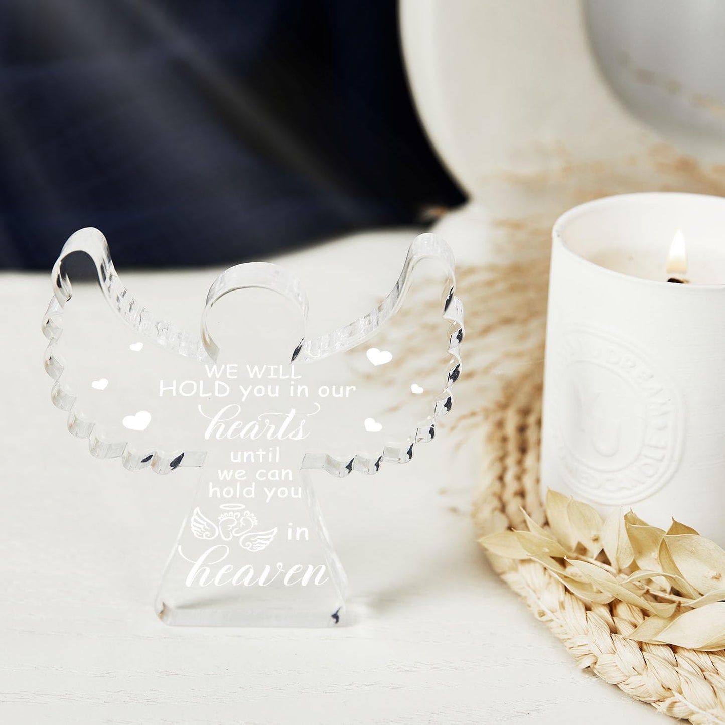 Miscarriage Gifts for Mothers, Remembrance Gift, Sympathy Gifts, Remember Me Grieving Present, Baby Footprint Memorial Angel Acrylic Sign, Infant Loss Sympathy Gift, Funeral in Memory of Loss of Baby