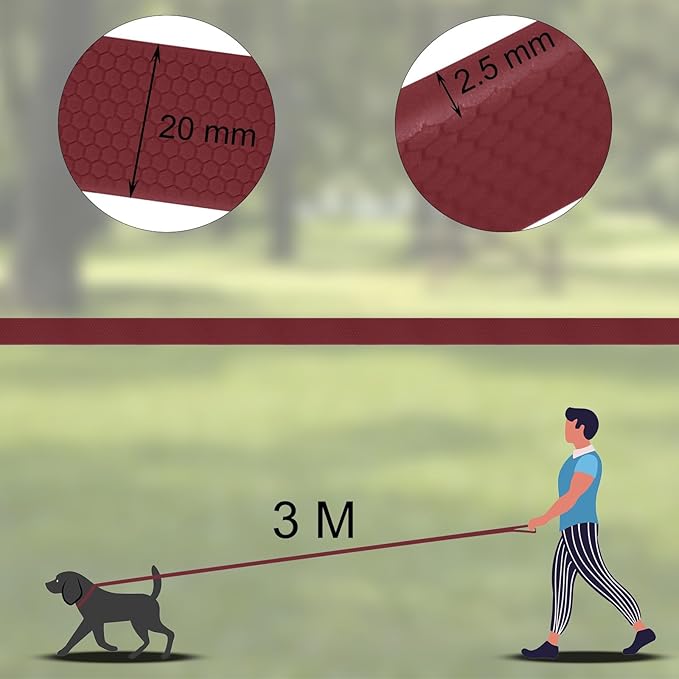 Wolfone 9m Dark Red Heavy Duty Robust Training Dog Leash with Anti-Slip Handle，Waterproof Long Dog Leash for Outdoor Activities