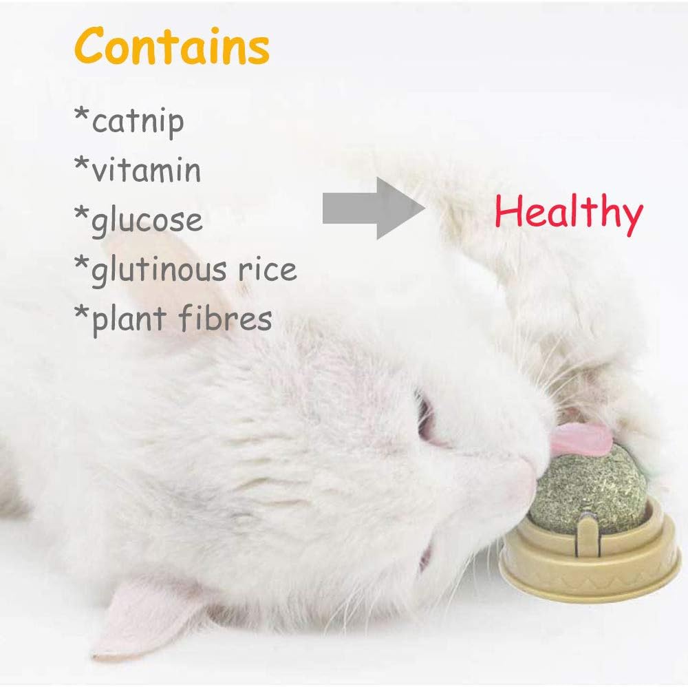 Oncpcare Rotating Catnip Balls (2 Pack) – Natural Catnip Wall Toys Rotating Lick-and-Chew Treats for Cats | Aids Digestion, Teeth Cleaning & Daily Play