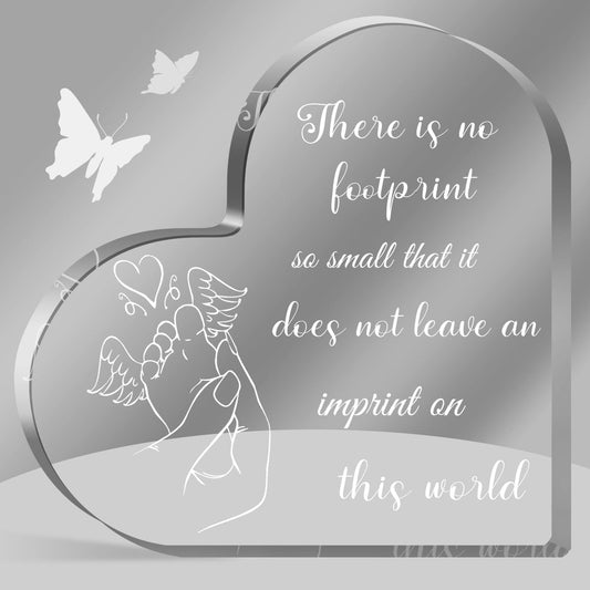 Miscarriage Gifts for Mothers, Remembrance Gift, Sympathy Gifts, Infant Loss Sympathy Gift, Funeral in Memory of Loss of Baby, Baby Footprint Memorial Heart Acrylic Sign, Remember Me Grieving Present