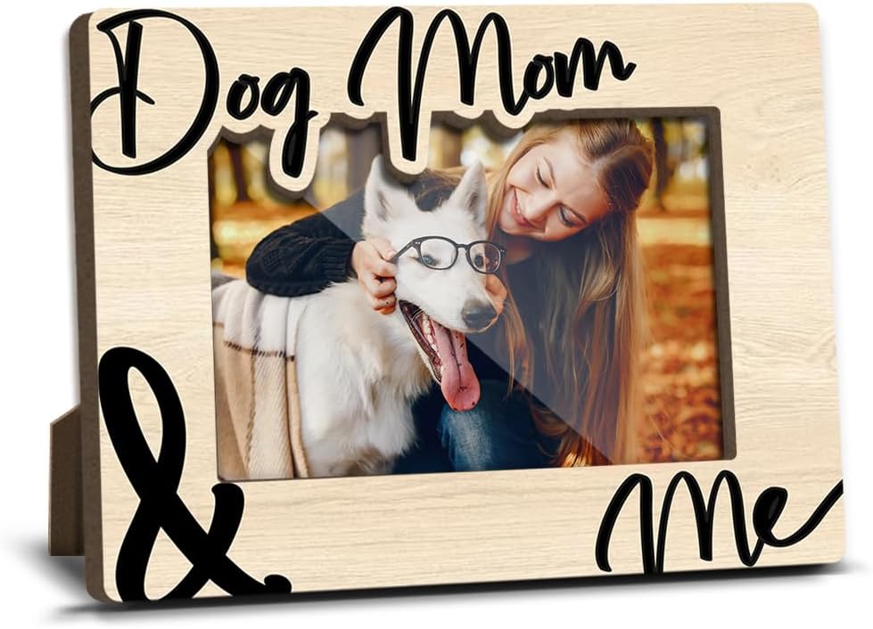 Dog Mom and Me Wooden Picture Frames Present for Dog Lover Pet Owner Women Girls Friends Puppy Memorial Keepsake Home Office Living Room Tabletop Decor Picture Picture Frames 4x6 Photo - YY015