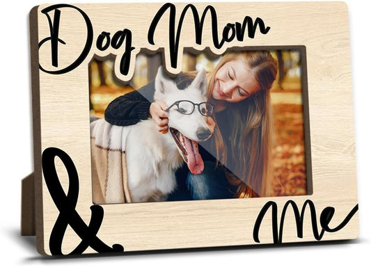 Dog Mom and Me Wooden Picture Frames Present for Dog Lover Pet Owner Women Girls Friends Puppy Memorial Keepsake Home Office Living Room Tabletop Decor Picture Picture Frames 4x6 Photo - YY015