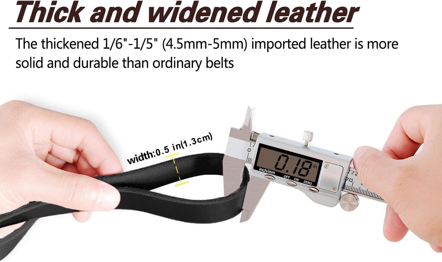 LWBMG Leather Dog Leash 8ftx1/2 inch, Heavy Duty Dog Leashes, Strong and Sturdy Handmade Pet Leashes, Soft and Comfortable Leather Leash for Medium Large Dogs Training and Walking Black
