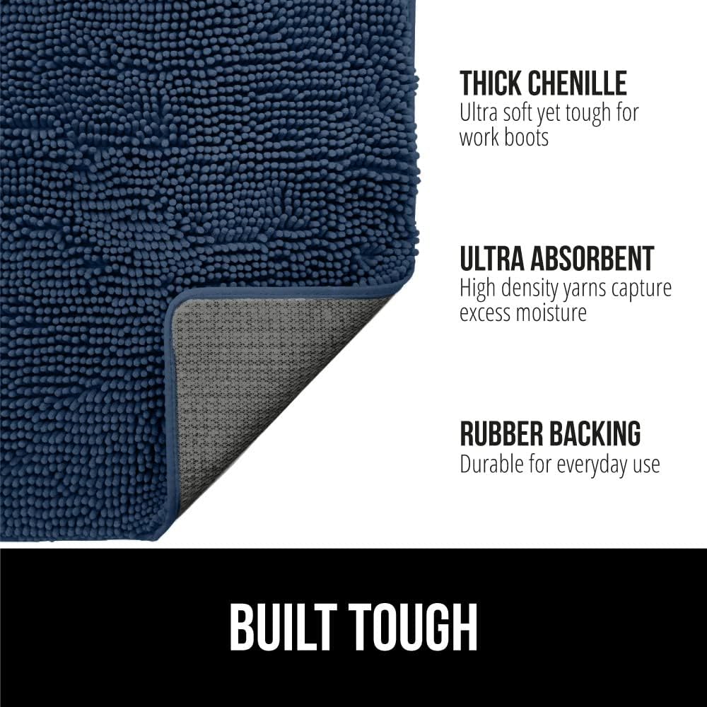 GORILLA GRIP Dog Doormat, Absorbent Doormats for Muddy Dogs Paws, 70x24 Machine Washable Soakstopper Rugs, Cleaner Floors, US Designed Pet Bed Door Mat, Indoor Entrance Pets Rug, Navy Blue