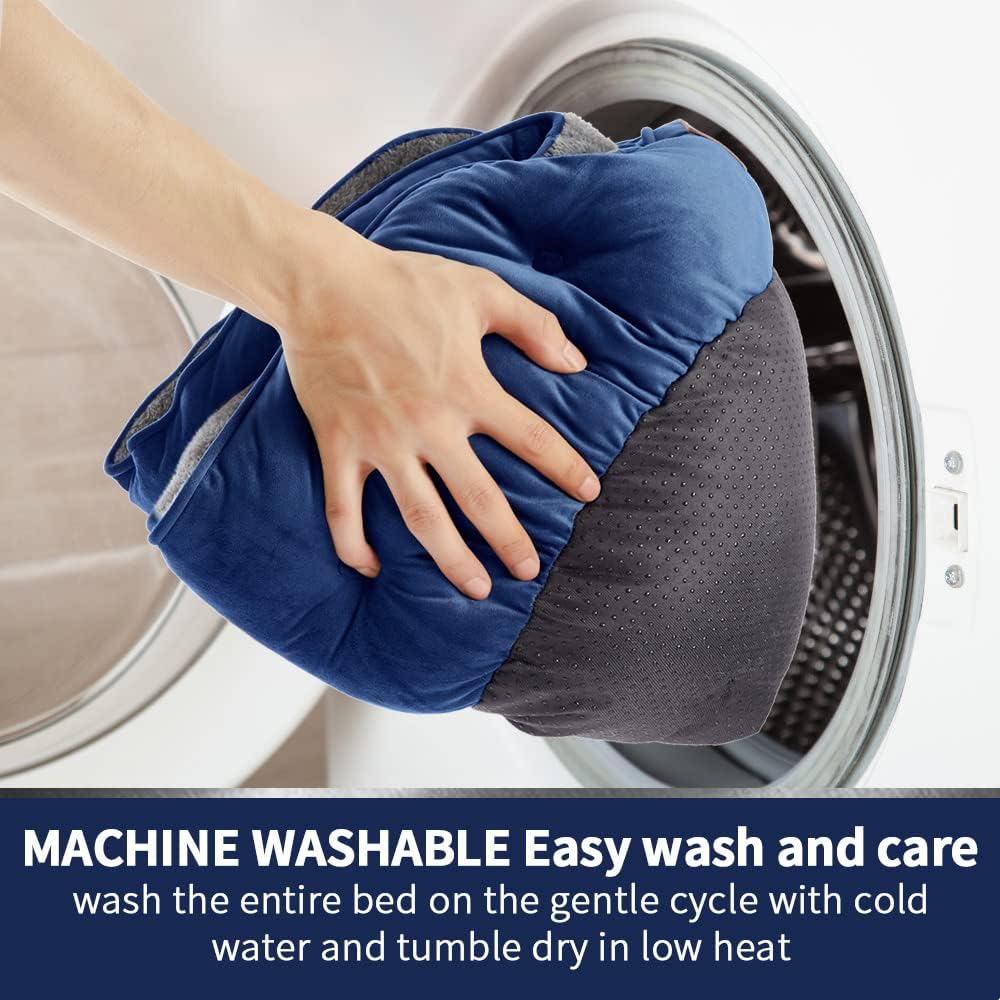 Asvin Small Dog Bed for Small Dogs, Cat Beds for Indoor Cats, Pet Bed for Puppy and Kitty, Extra Soft & Machine Washable with Anti-Slip & Water-Resistant Oxford Bottom, Blue, 20 inches