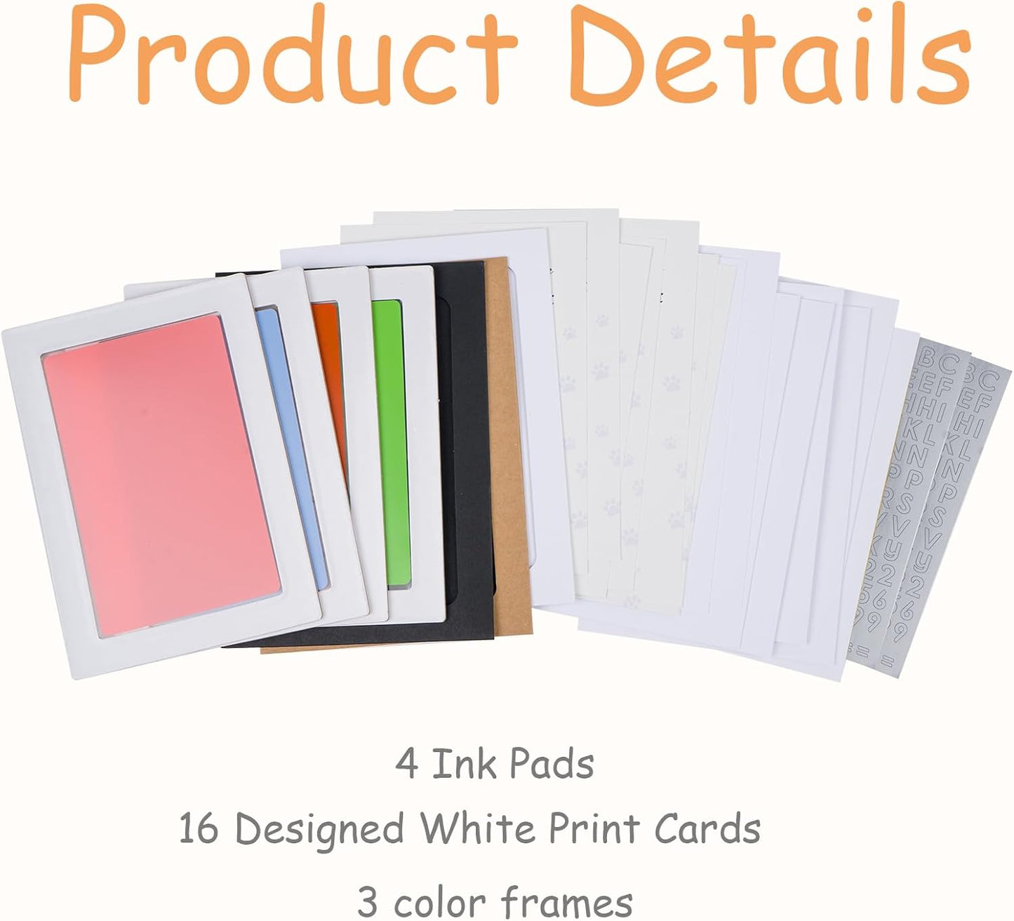 Inkless Paw Print Kit,Paw Print Kit Dog Cat Paw Nose Imprint Cards, Clean Touch Ink Pads for Keepsakes