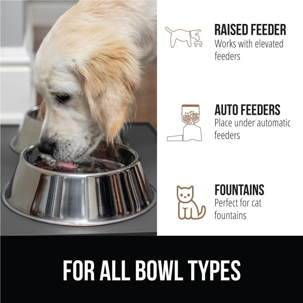 GORILLA GRIP 100% Waterproof Raised Edge BPA Free Silicone Pet Feeding Mat, Dog Cat Food Mats Contain Spills Protects Floors, Placemats for Cats and Dogs Water Bowl Pets Accessories 18.5x11.5 Charcoal