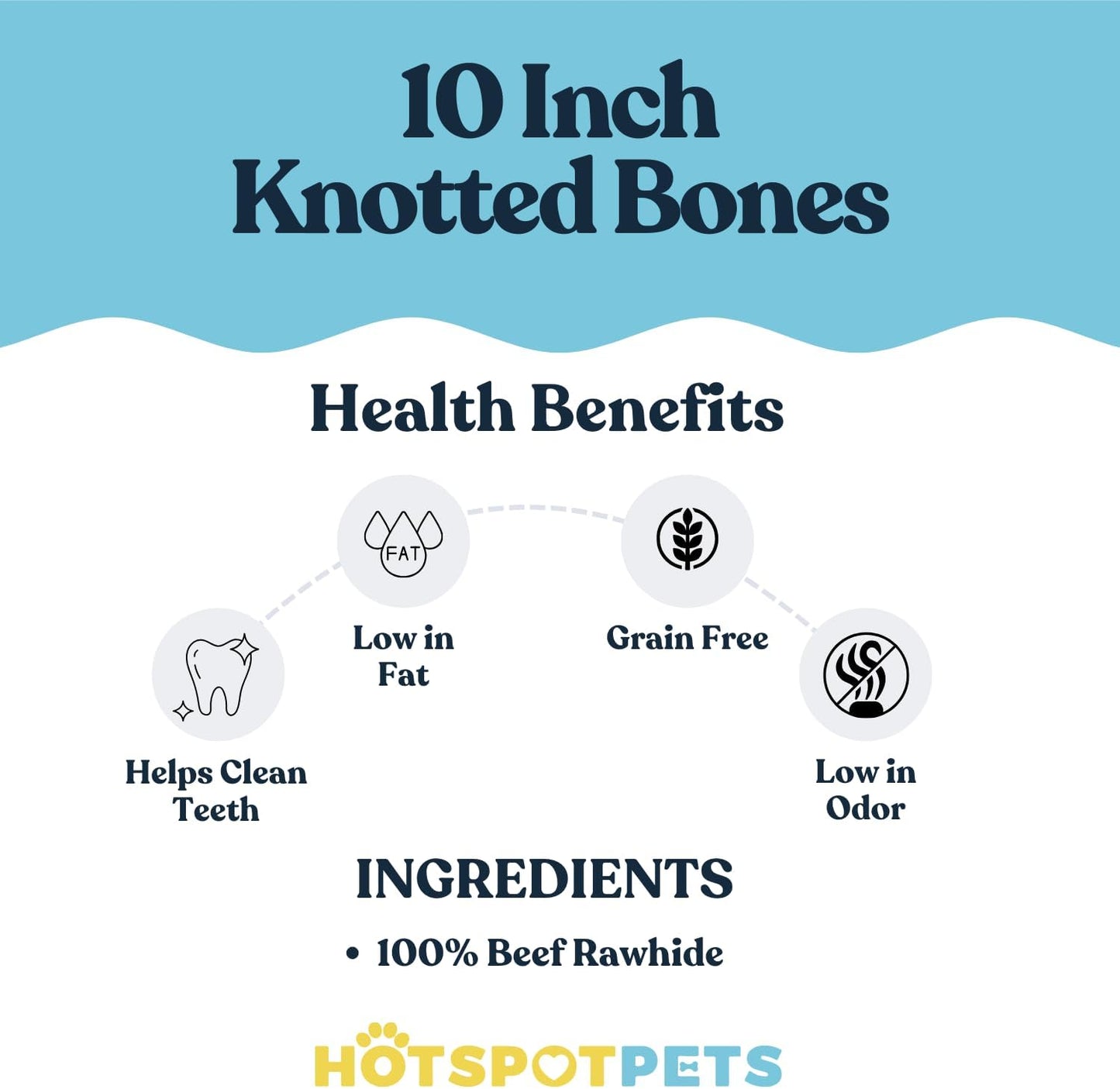 hotspot pets 10 Inch Large Rawhide Dog Bones - Made from Grass Fed Cows - Long Lasting Chews Great for Dental & Oral Care - Bones for Aggressive Chewers & Large Dogs (10 Inch - 2 Count)