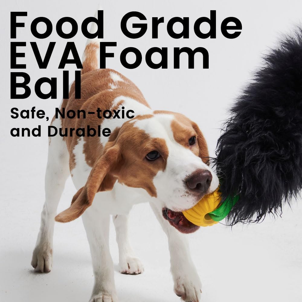 HOWGO Dog Rope Toy,Dog Bungee Chaser Toy 100% Sheepskin,Sheep Smell Tug Toy for All Breeds (Orange, with Rubber Ball)