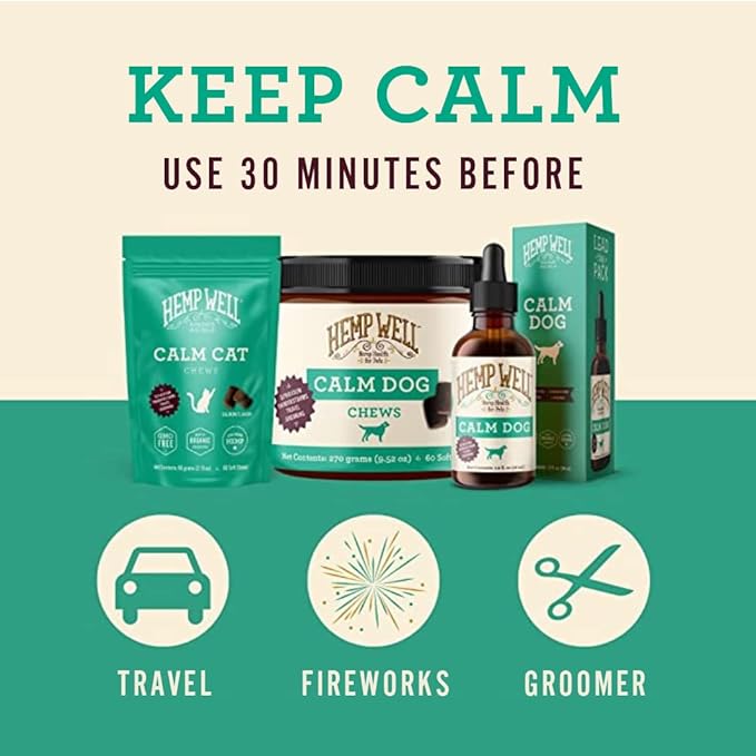 Hemp Well Calm Dog Soft Chews Relieves Anxiety, Calms and Relaxes Your Dog, Aids in Stress Relief and Behavioral Issues, Organically Sourced (2 Pack (120 Chews))