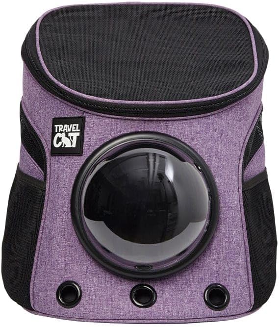 Fat Cat Backpack Carrier - Airline Approved Cat Carrier with Space Capsule Bubble for for Small Cats, Kitten - Premium Purple Cat Carrier Backpack for Outdoor, Travel, Hiking, Pet Supplies