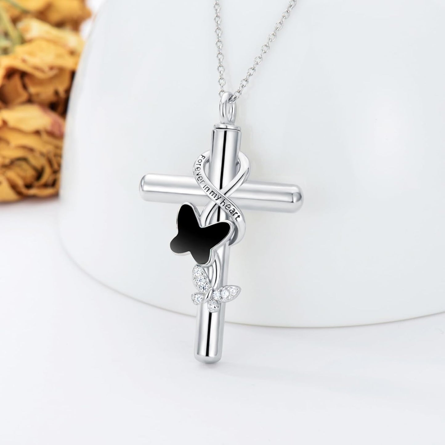 Cross Urn Necklace for Ashes 925 Sterling Silver Cremation Jewelry with Funnel Filler Kit Ashes Necklace for Human Women Girl Pets