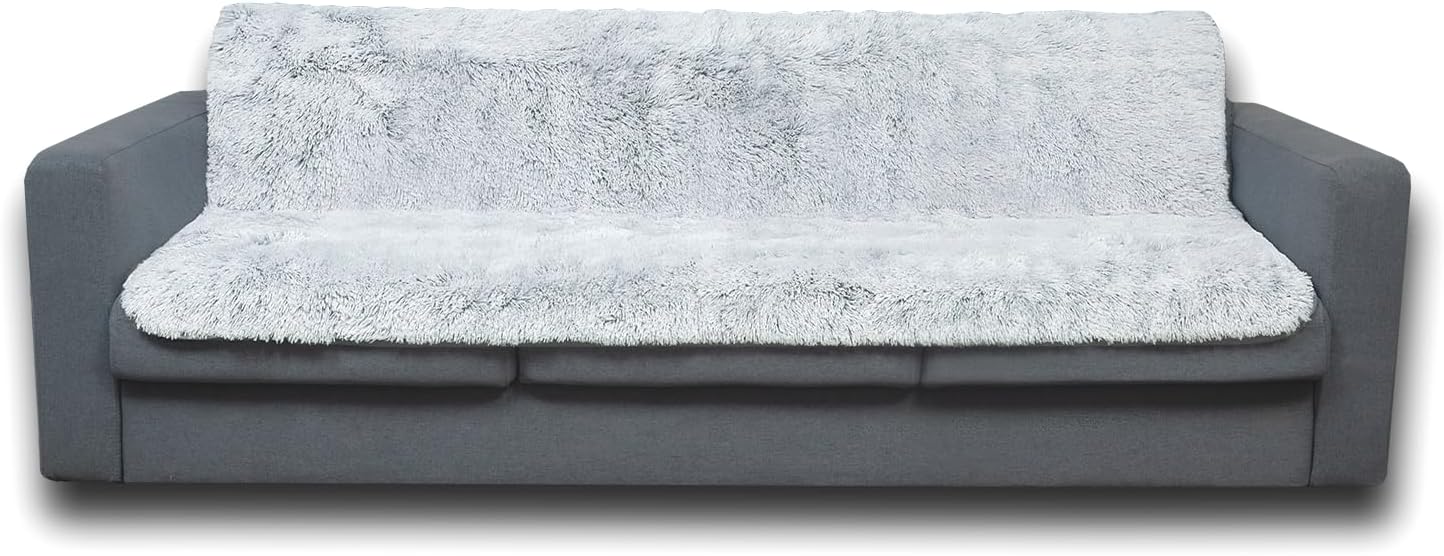 Dogs/Cats Bed Mats, Dog Pad Washable Removable Couch Cover with Anti-Slip Back, Plush Long Fur Mat, Perfect for Small, Medium and Large Dogs.(Magic Gray, 52"x82")