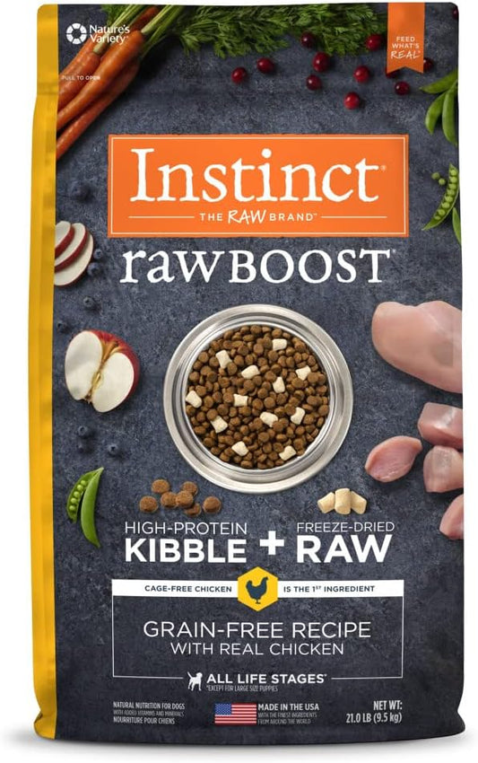 Instinct Raw Boost, Natural Dry Dog Food with Freeze Dried Pieces, High Protein, Grain Free Recipe - Real Chicken, 21 lb. Bag