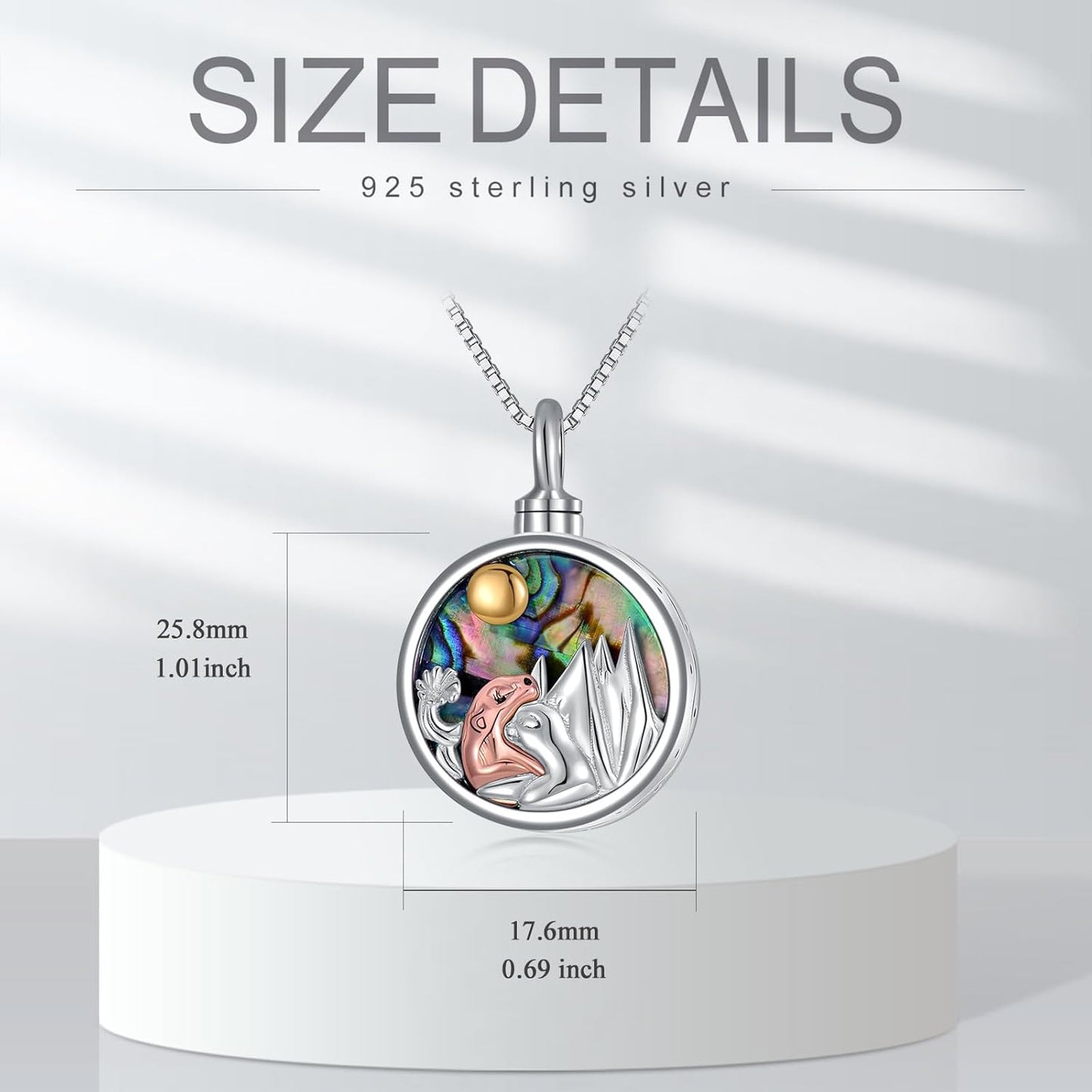 WINNICACA Urn Necklace for Ashes Sterling Silver Abalone Shell Cremation Jewelry for Ashes Jewelry Gifts for Nature Lovers Keepsake Memorial Jewelry for Women