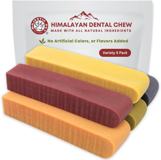 Majestic Pet Himalayan All-Natural Yak Cheese Dog Chews Made with 100% Cows Milk- Long Lasting Dental Chew for Dogs - Healthy Pet Treats with Beneficial Ingredients (Variety Pack, Regular, 5 Pack)