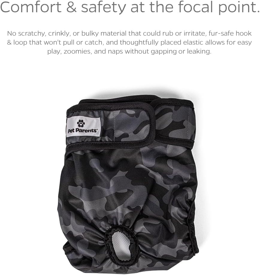 Pet Parents® Washable Dog Diapers (3pack) + Extendrs® of Durable Doggie Diapers, Premium Dog Diapers Female & Male (Large, Camo)