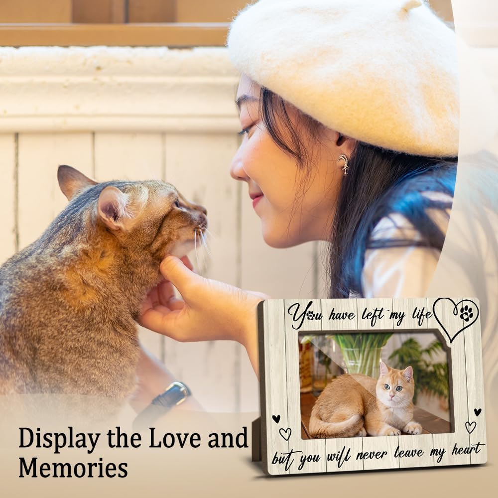 Cat Memorial Photo Frames Dog and Cat Loss Remembrance Gift Sympathy Keepsake for Pet Lovers Dog Cat Lover Condolence Present for Pet Owner Forever in Our Heart Picture Frames 4x6 Photo - YY019
