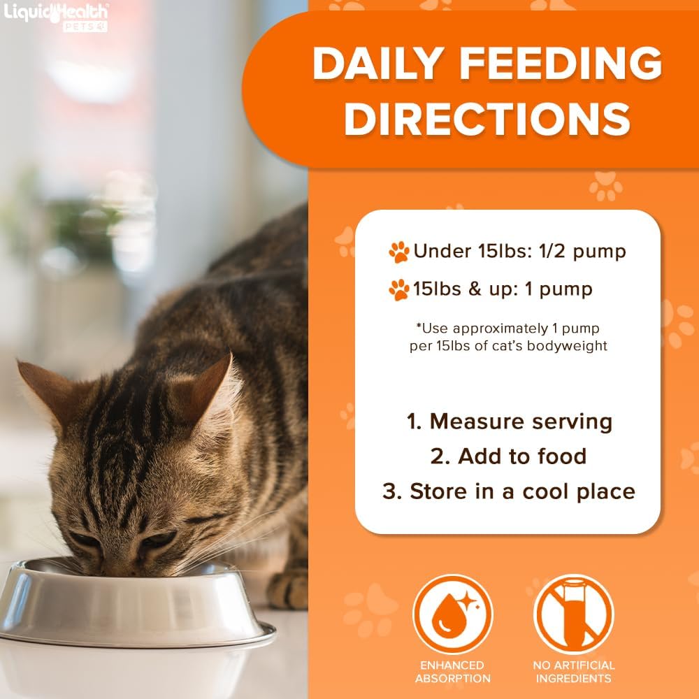 Liquid Health Pets Wild Caught Omega 3 Fish Oil for Cats - Liquid Omega 3 Supplement for Cats with EPA+DPA+DHA - Reduce Itching, Support Joint, Immunity, Brain, Heart Health - Made in the USA (2 Pack)