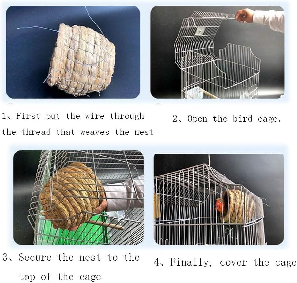 Hamiledyi Bird Nest Grass Bird Hut Outdoor Hanging Birdhouse Canary Nest Chickadee House Wren Nest Fiber Roosting Pocket for Parakeet Parrot Cockatiel Finch